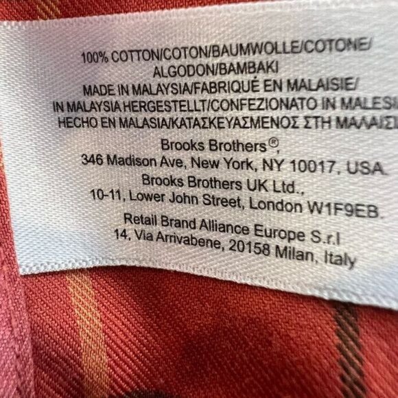 Brooks Brothers Men’s Shirt Size Large Orange Green Plaid Button Down Cotton - Picture 8 of 10